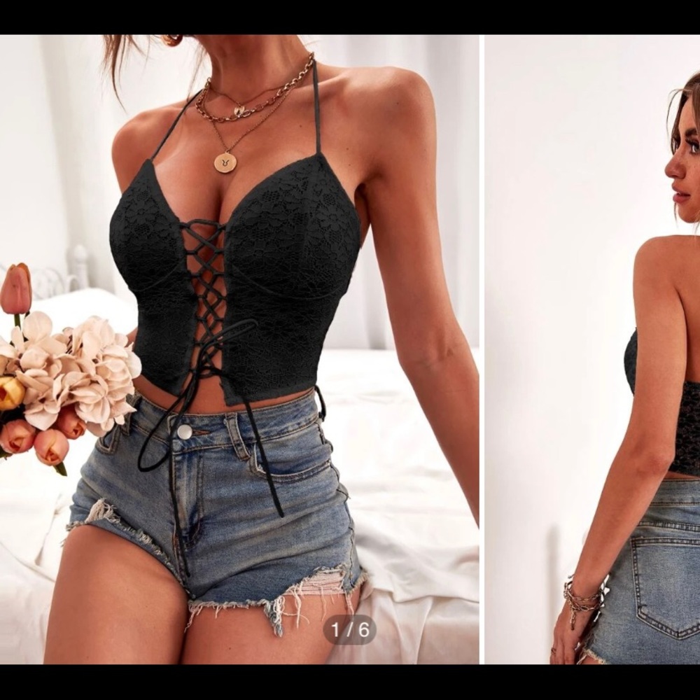 Corset tie lace up crop top